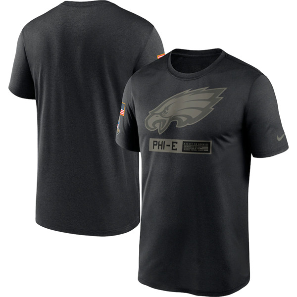 Philadelphia Eagles 2020 Black Salute To Service Performance NFL T-Shirt (All Size)